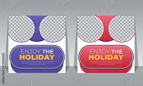 Vector modern travel agency and tourism social media post template design
