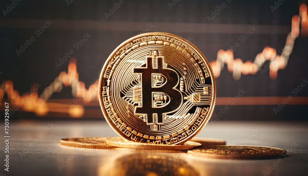 bitcoin cryptocurrency with price chart generative ai - obrazy, fototapety, plakaty 