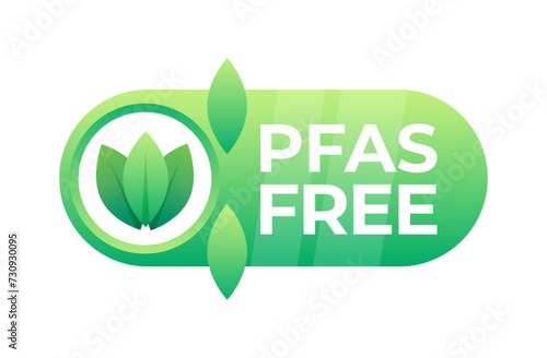 Environmentally safe PFAS free badge with leaf symbol for non-toxic consumer products