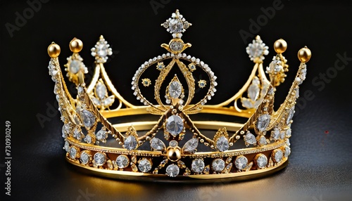 gold crown with diamonds on black