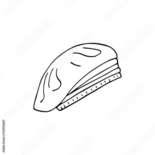Fashion women's hat sketch beret. Hand drawn illustration isolated on white background.