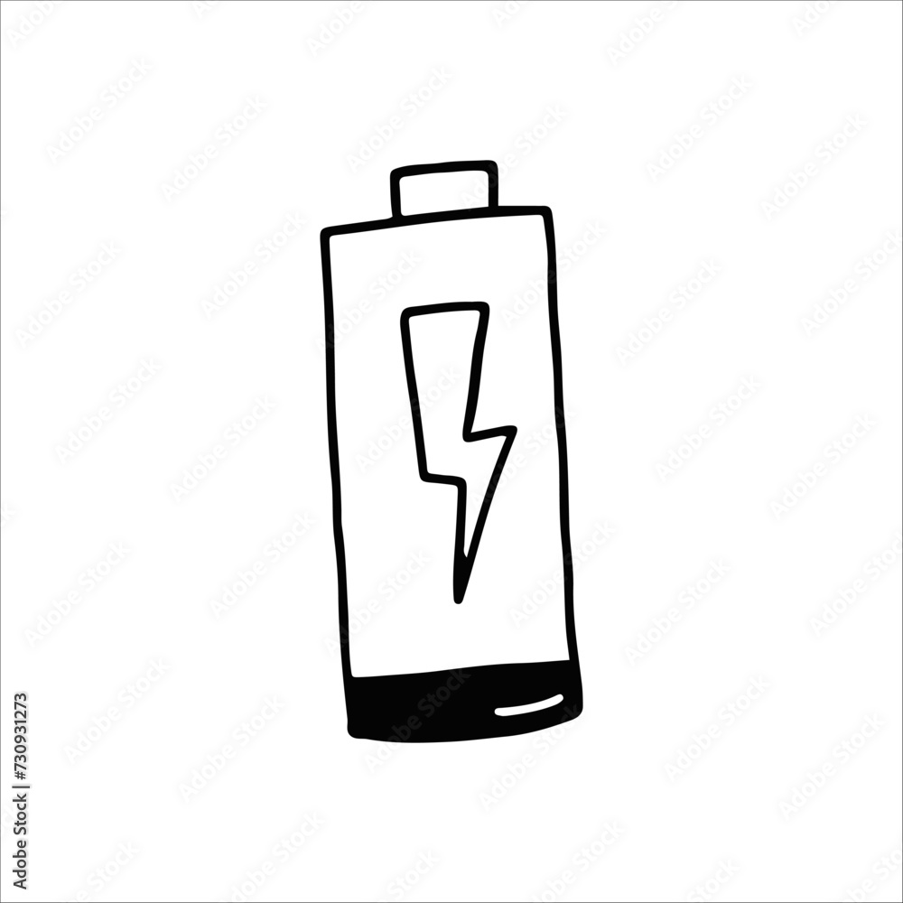 Black and White Illustration of a Battery With Lightning Bolt Symbol Black and White Illustration of a Battery With Lightning Bolt Symbol