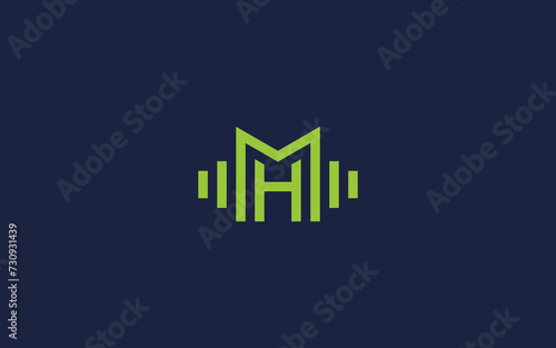 letter mh with barbell logo icon design vector design template inspiration