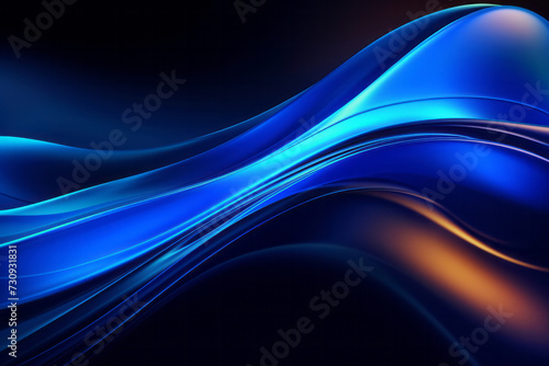Abstract Blue and Gold Background With Wavy Lines
