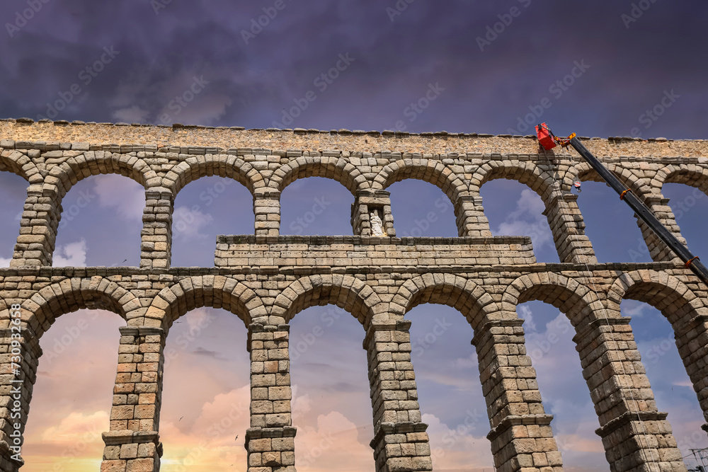 Medieval aqueduct in Segovia, Spain Medieval aqueduct in Segovia, Spain