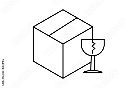 Icono negro de caja con material frágil.