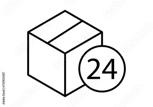 Icono negro de una caja de 24 horas de rapidez. 