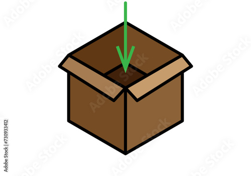 Icono de empaquetar en una caja de mudanza.