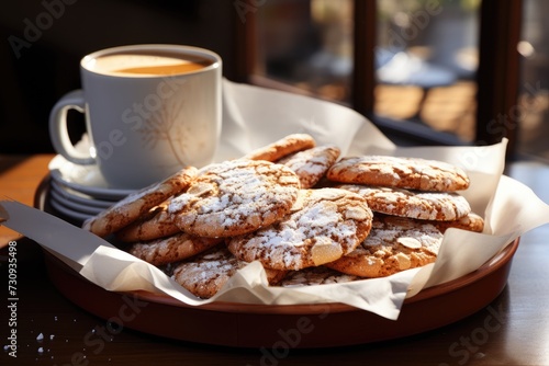 sweet almond cookies on the table professional advertising food photography photo