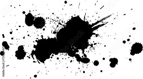black ink splatter splash grunge graphic style on white background photo