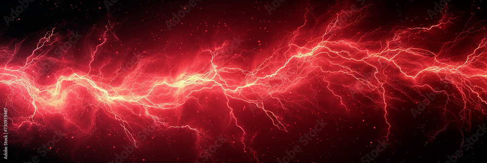Lightning illustration, colorful wide format image on black background.  - obrazy, fototapety, plakaty 