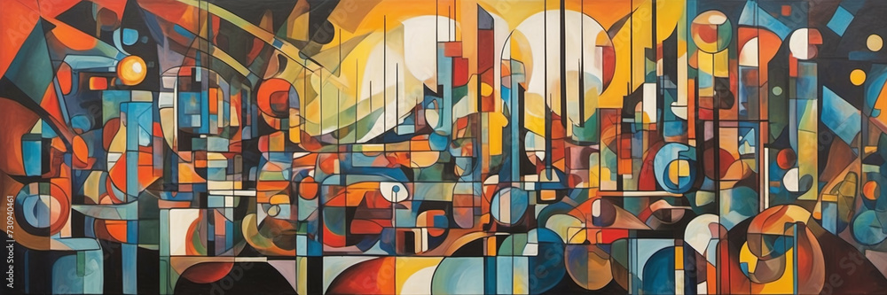 Art background, panorama, Cubo-Futurism style. Digital illustration. Art background, panorama, Cubo-Futurism style. Digital illustration.