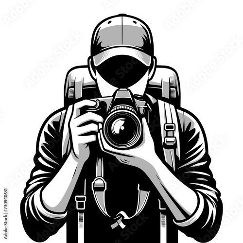 Photographer with camera clip art. Vector illustration