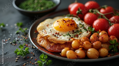 Eggs and Tomatoes on a Plate: A Vibrant Culinary Symphony. breakfast 