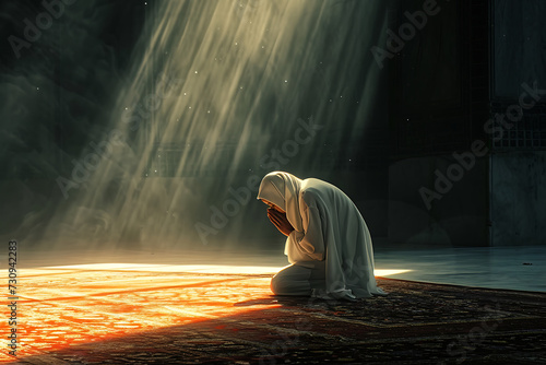 Young muslim man praying photo