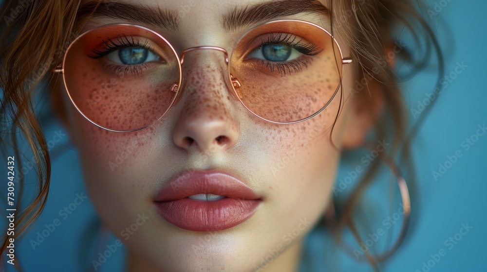 portrait of a woman with glasses , portrait of a woman with glasses ,