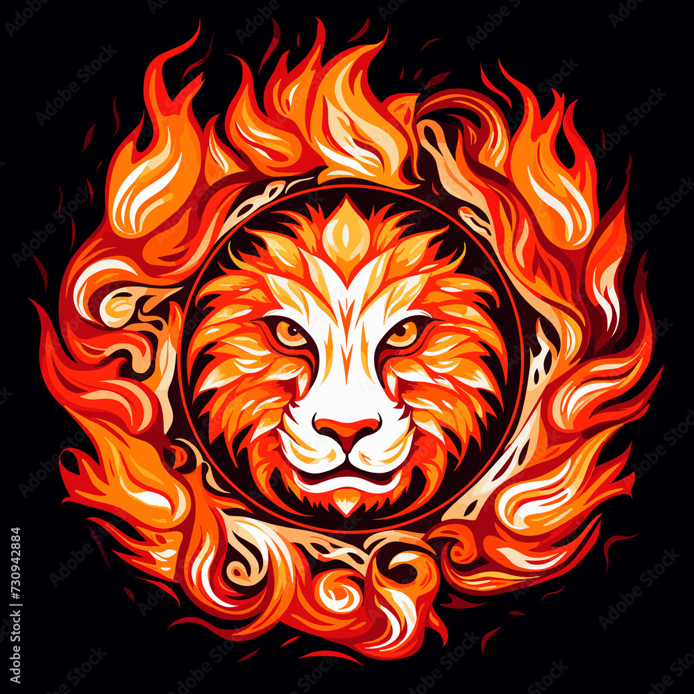 Portrait of a lion with a gorgeous mane in vector pop art style Portrait of a lion with a gorgeous mane in vector pop art style