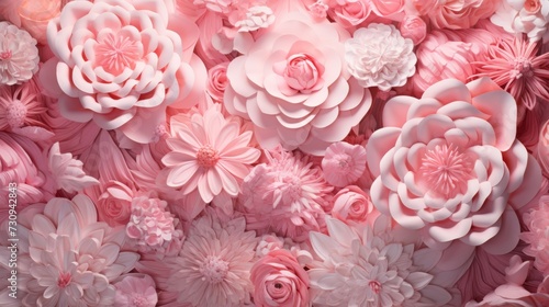 Whimsical Ballet: A Kaleidoscope of Pink Flowers Dance Through the Air. Generative AI.