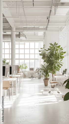 A large bright office space in a minimalist style
