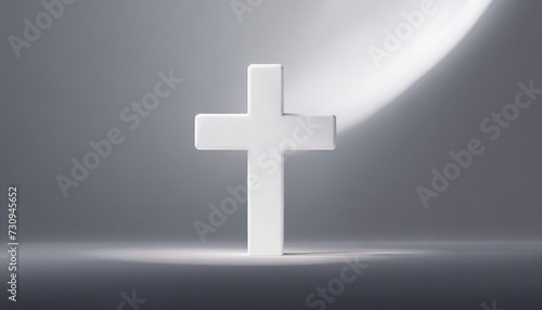 white cross on a white background religious symbol 3d render 3d illustration