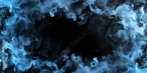 Azure Abyss: A Black-Hearthed Frame of Wispy Blue Smoke. Midnight Mirage: A Black-Centered Frame of Swirling Blue Smoke.