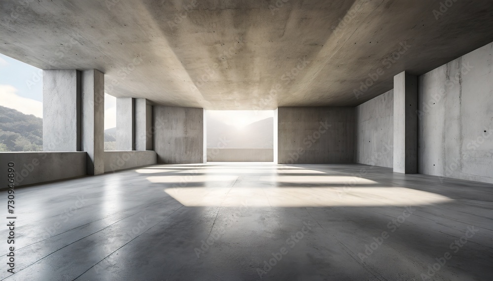 empty concrete open space interior with sunlight