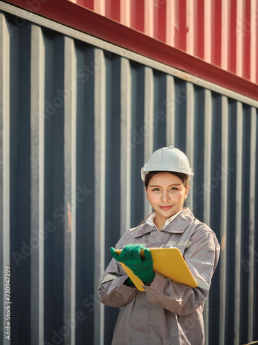 Portrait of a female worker holding clipboard