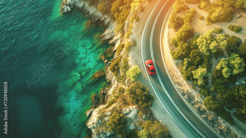 Bird's Eye Scenery beach road.
