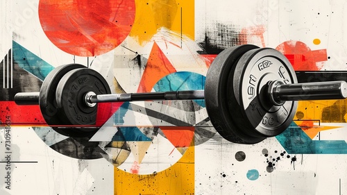 Dynamic Gym Session: Abstract Shapes & Fitness Gear

