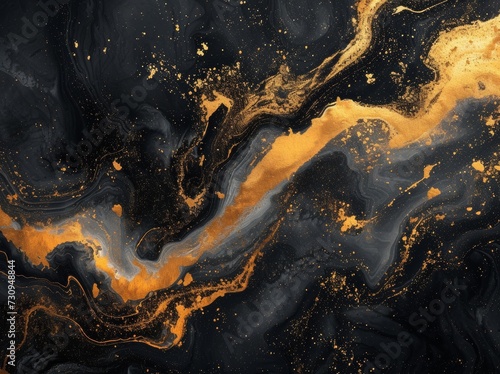Luxurious Gold and Black Fluid Art © Viktoriia