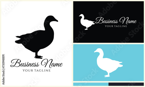 silhouette duck swim logo template