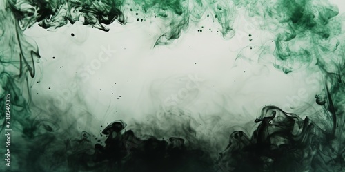 Verdant Veil: A Black-Hearted Frame of Emerald Smoke.  A Black-Centered Frame of Swirling Green Smoke