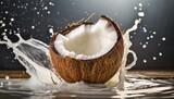 coconut with milk splash inside