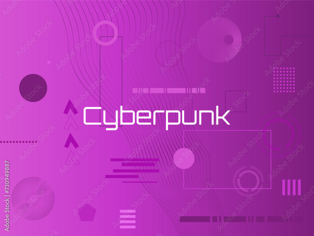 Bright design templates in cyberpunk style. Geometric shapes and figures