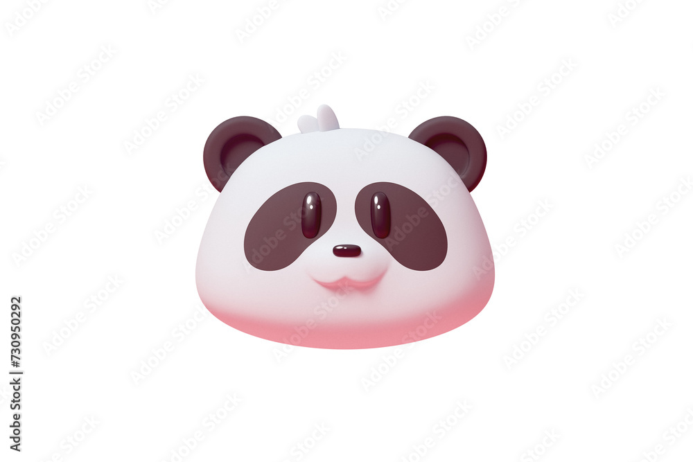 Minimal simple charming cute happy funny cartoon little panda girl head. Adorable kawaii character design of a lovely baby wild animal for children's greeting cards. 3d render isolated transparent. Minimal simple charming cute happy funny cartoon little panda girl head. Adorable kawaii character design of a lovely baby wild animal for children's greeting cards. 3d render isolated transparent.