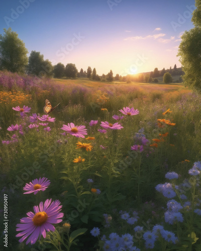 Flower meadow in the Summer