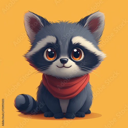 Enchanting Raccoon Cub: Adorable Animal Cartoon Illustration
