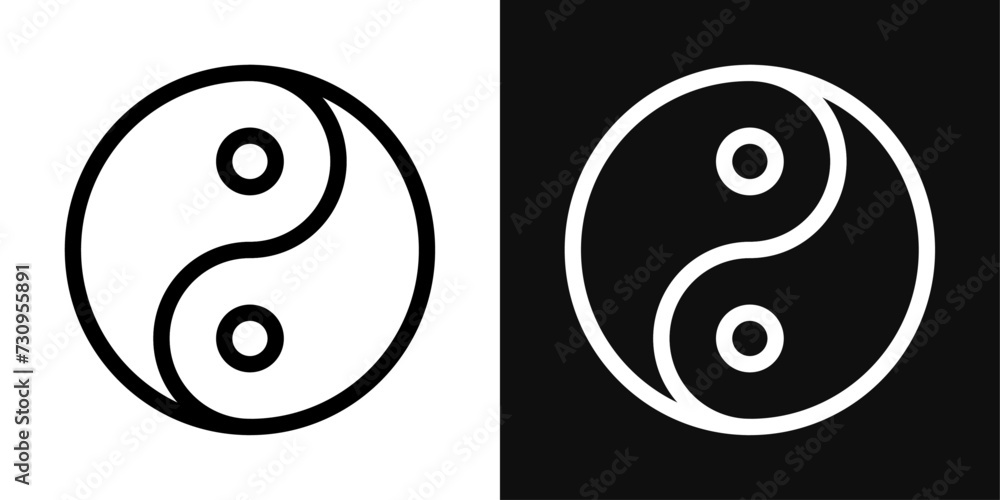 Yin yang vector line icon illustration. - obrazy, fototapety, plakaty 