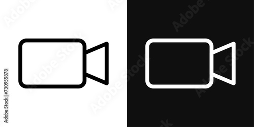 Video call vector line icon illustration.