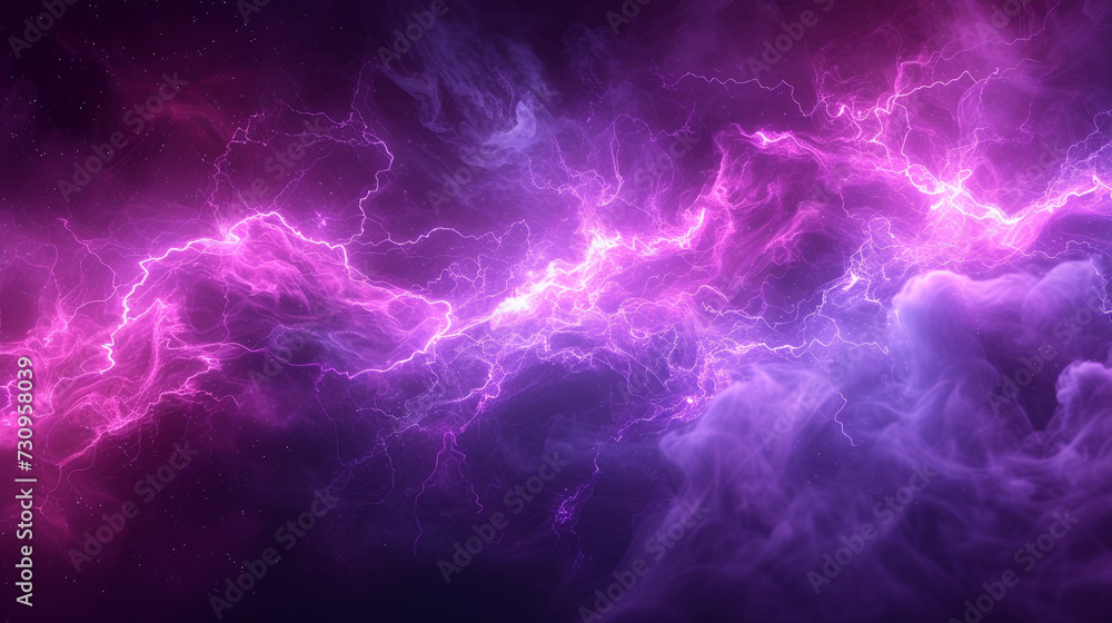 Abstract background - purple lightning shape. Black spotlight smoke stage entertainment background. - obrazy, fototapety, plakaty 