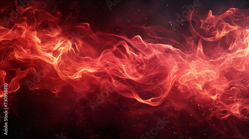 Moving red flames and smoke. Illustration.