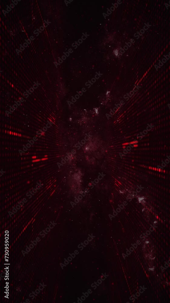 Vertical video - futuristic glowing red grid network of blinking ...