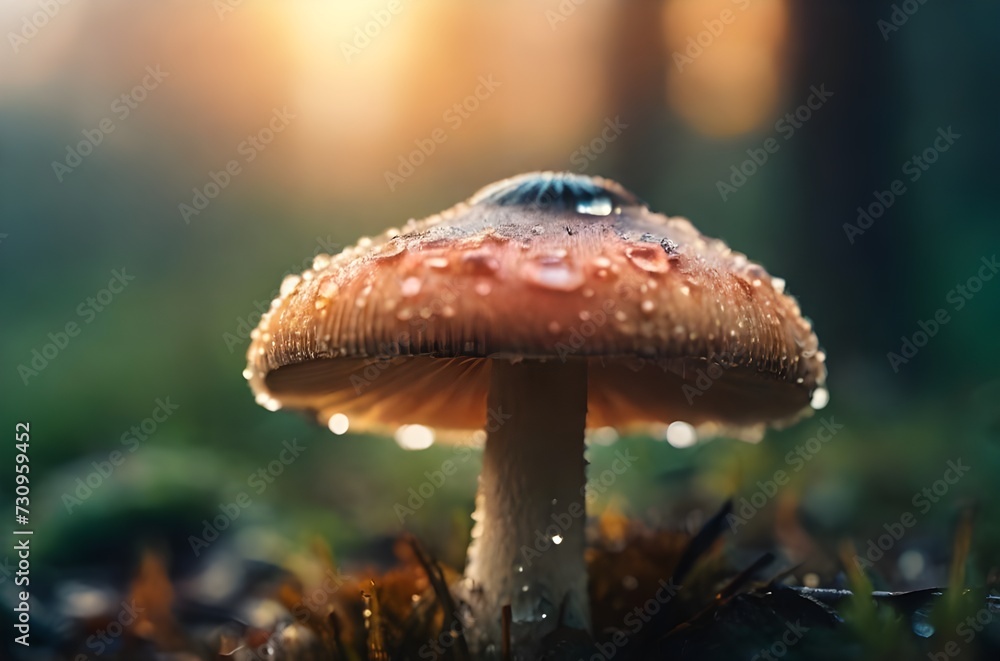 Fototapeta premium Awesome fungi mushroom close up macro shot in magical world
