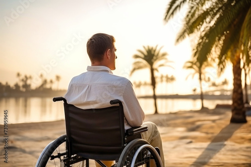 Man in Wheelchair Observing the Sunset