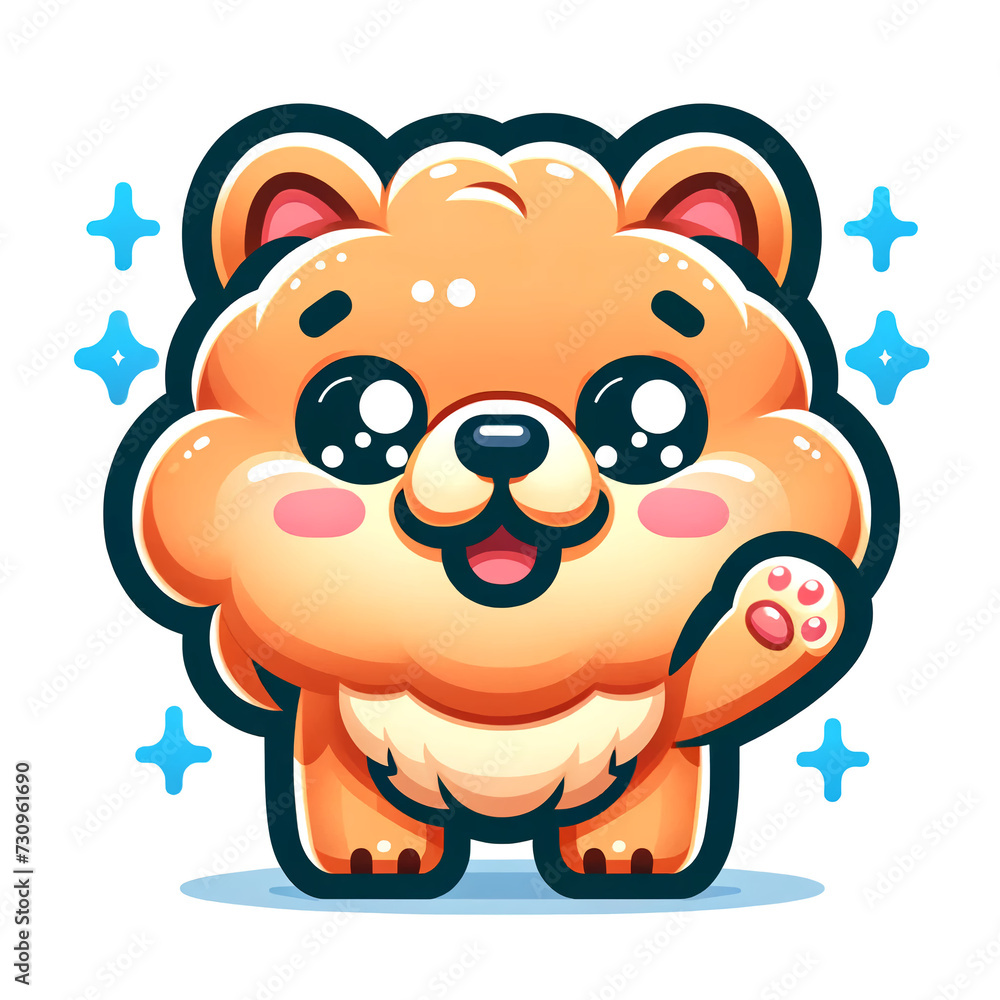 Obraz premium Adorable Kawaii Chow Chow Pup on white background - Perfect for Children's Books and Creative Projects
