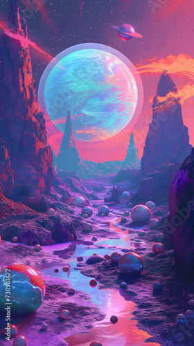 illustration of an alien landscape  photo