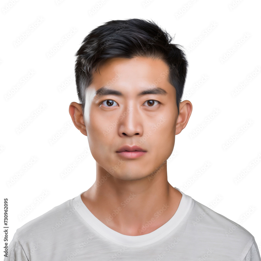 Portrait of Asian man with serious expression, isolated on transparent background Portrait of Asian man with serious expression, isolated on transparent background