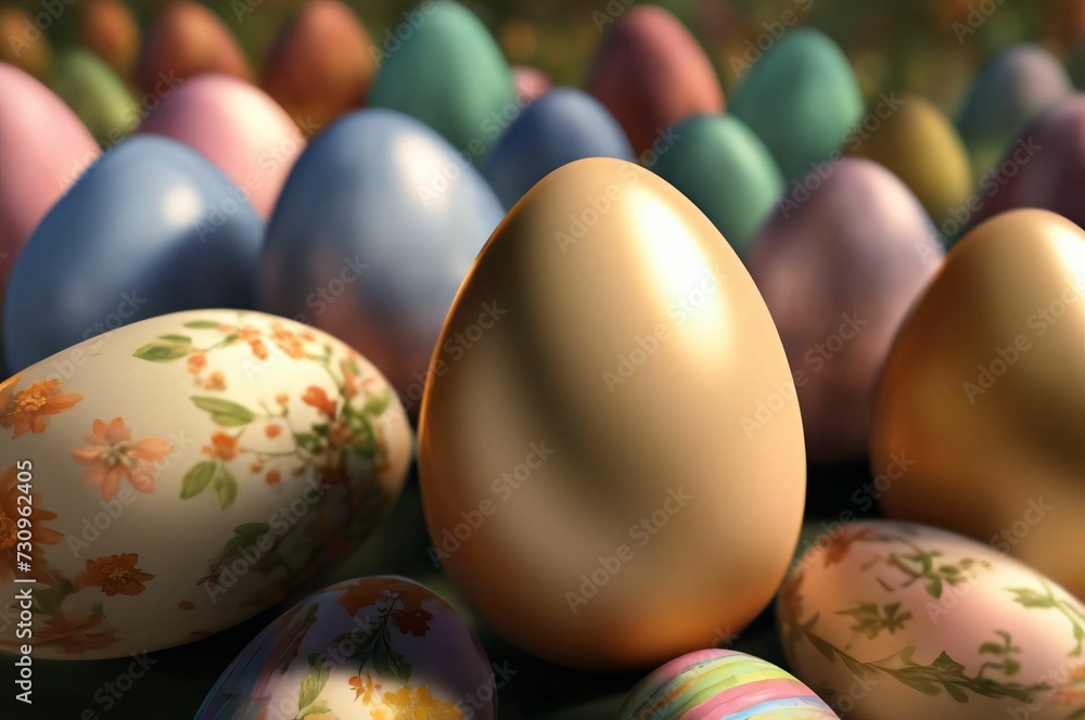 Painted Easter eggs with patterns. Easter concept 