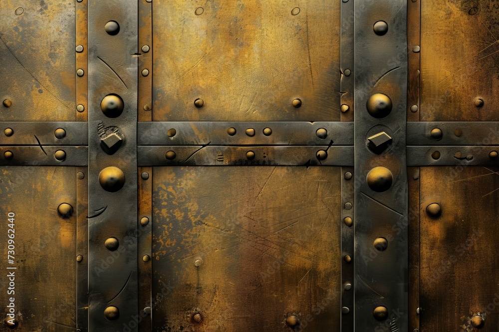 Industrial grunge background with metal textures and rivets