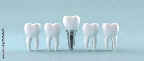 a tooth shaped implant with three different sizes of teeth on each side of it, and a screw in the middle of the teeth